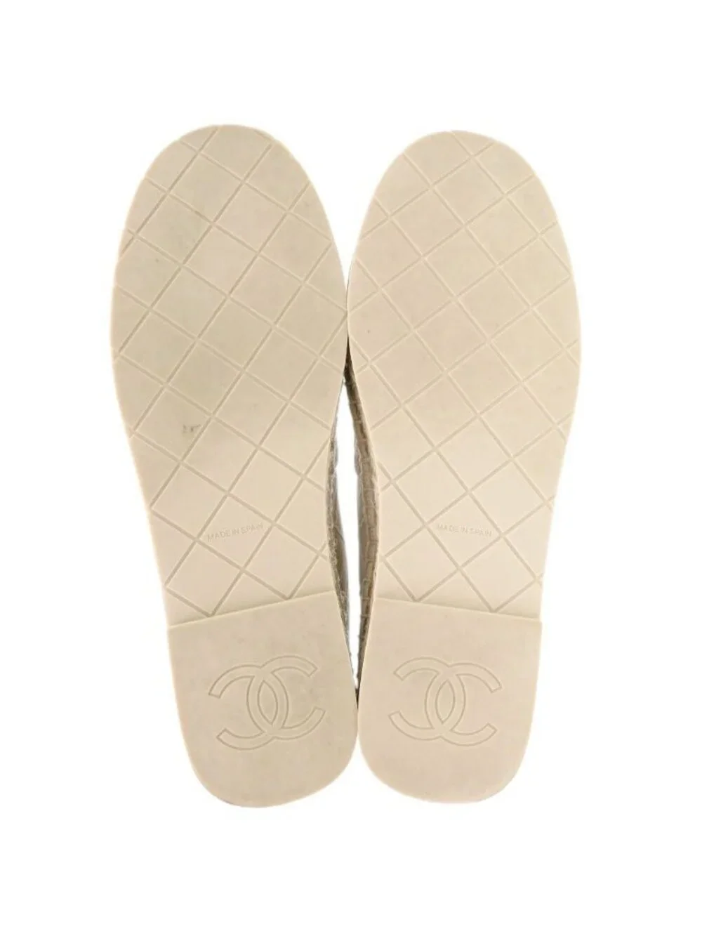 Chanel Espadrilles CC Logo 36 Cotton Lambskin Hemp Beige Flat Shoes